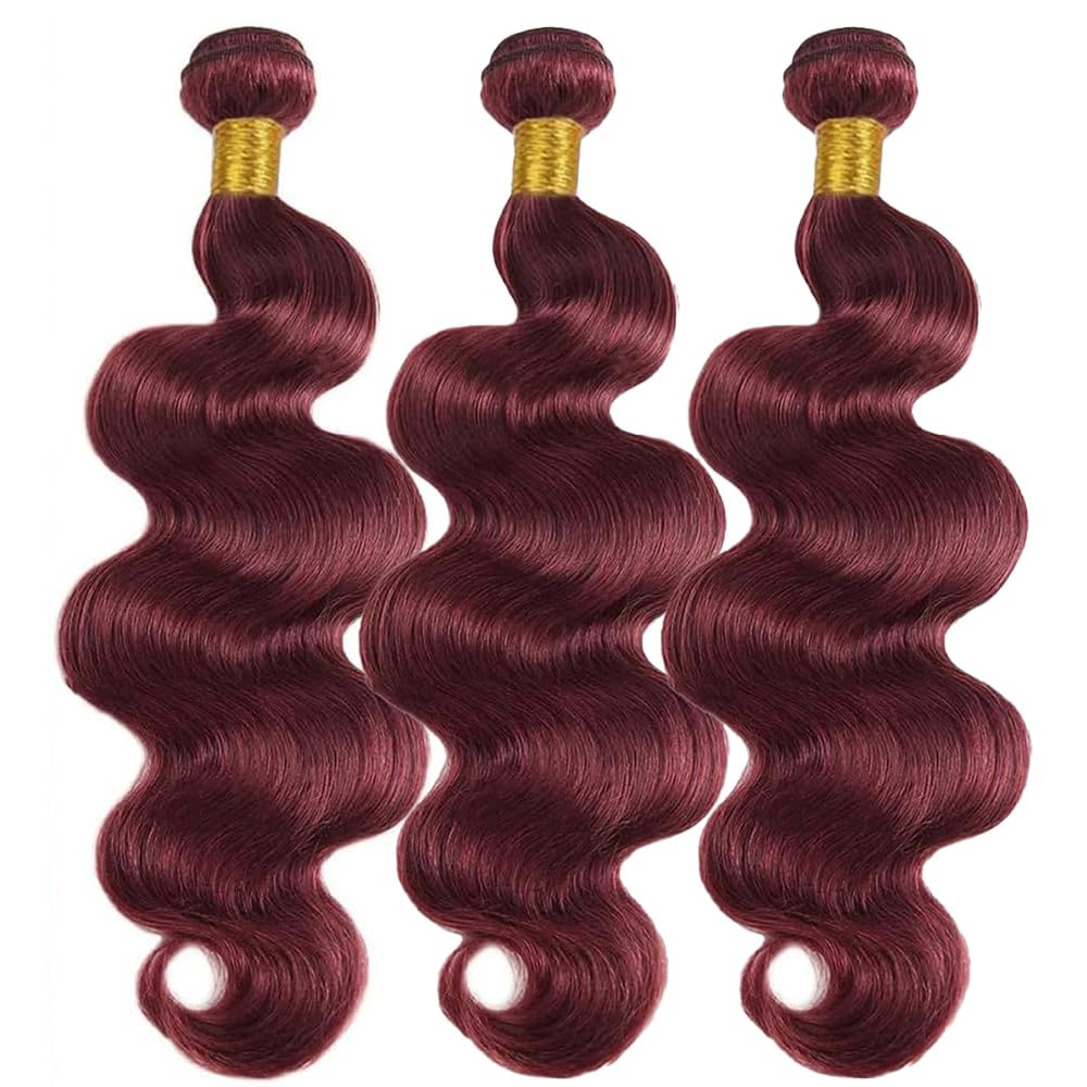 Dokksiiia Body Wave Bundles Burgundy 99J, 08 10 12 Inch