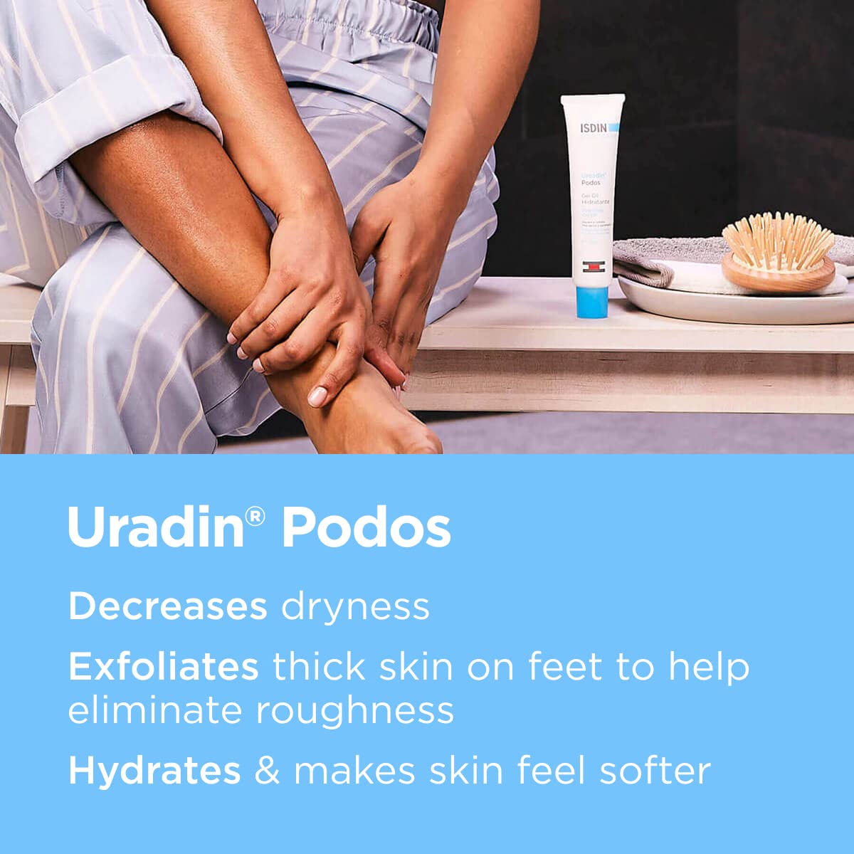 ISDIN Foot Care Cream - Uradin Podos Gel Oil for Dry Cracked Feet | 10% Urea, Fast Absorbing, 2.5 Fl Oz