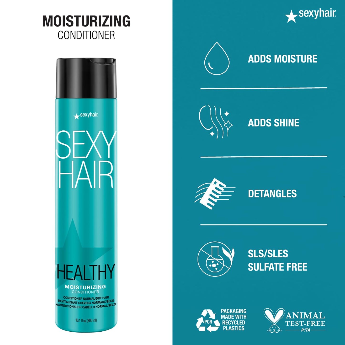 SexyHair Healthy Moisturizing Conditioner, 10.1 Oz | Moisture, Slip, Detangling, and Shine | SLS and SLES Sulfate Free | All Hair Types