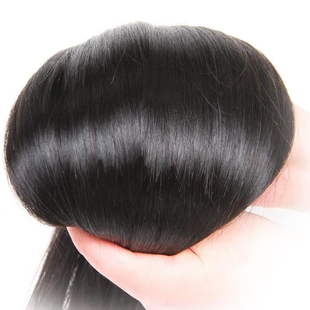 Straight Human Hair Bundles 12 12 12 Inch Trippy Hair Quick Weave 3 Bundles Human Hair 100% Unprocessed Raw Brazilian Virgin Hair Extensions for Black Women Natural Color
