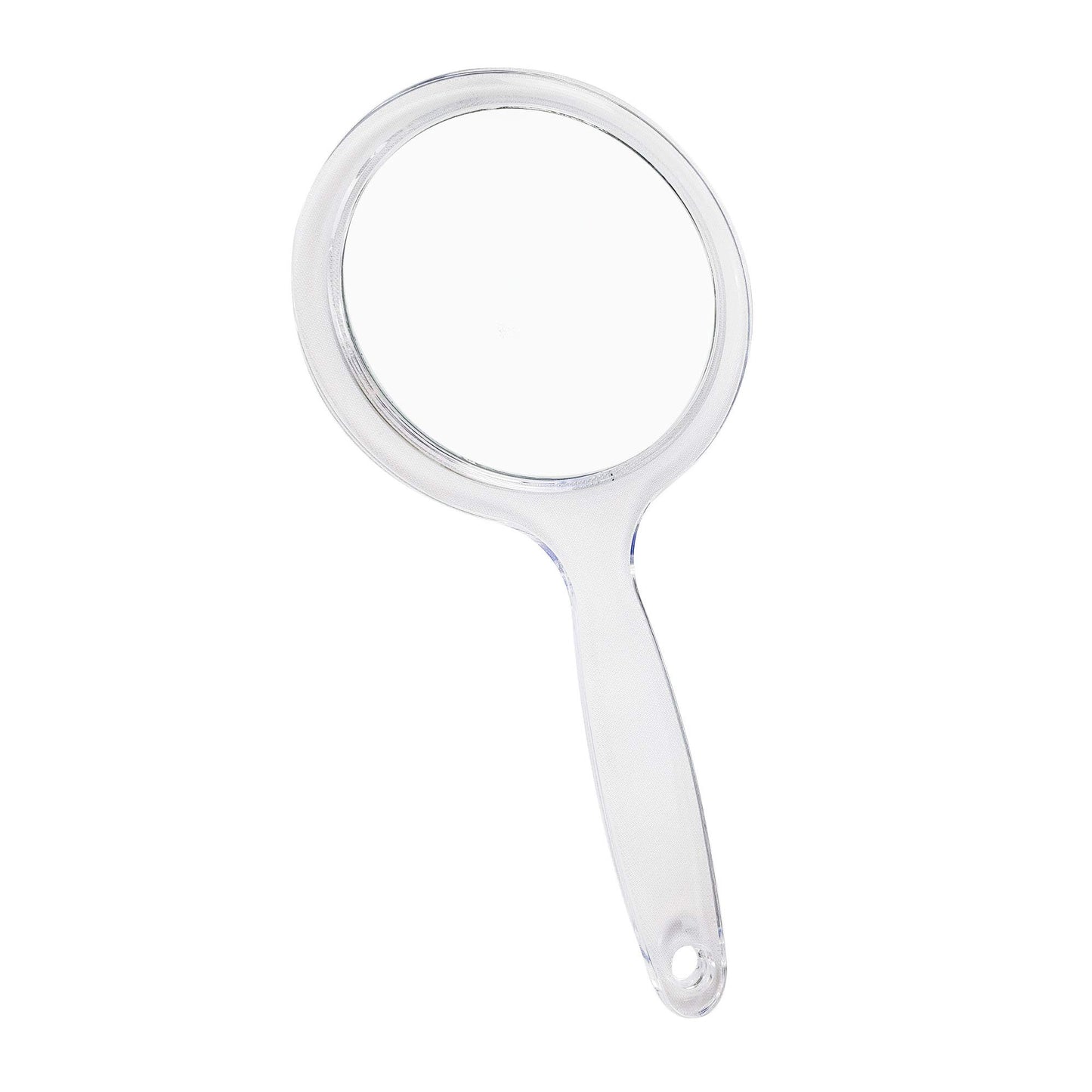 Rucci Round Hand Held Magnifying Makeup Mirror 10X 1X Clear Acrylic Double-Sided Mirror with Handle Personal Mirror for Women (Round 5 Inch) (Pack of 2)