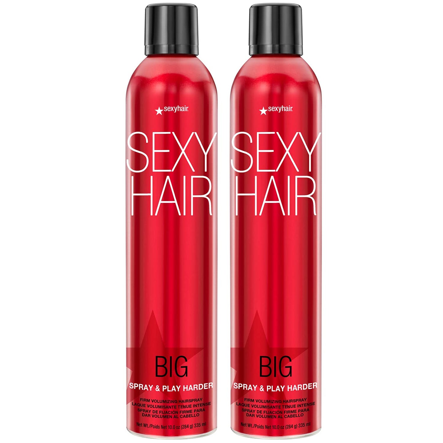 SexyHair Big Spray & Play Harder Firm Volumizing Hairspray, Twin Pack| All Day Hold and Shine | Up to 72 Hour Humidity Resistance.