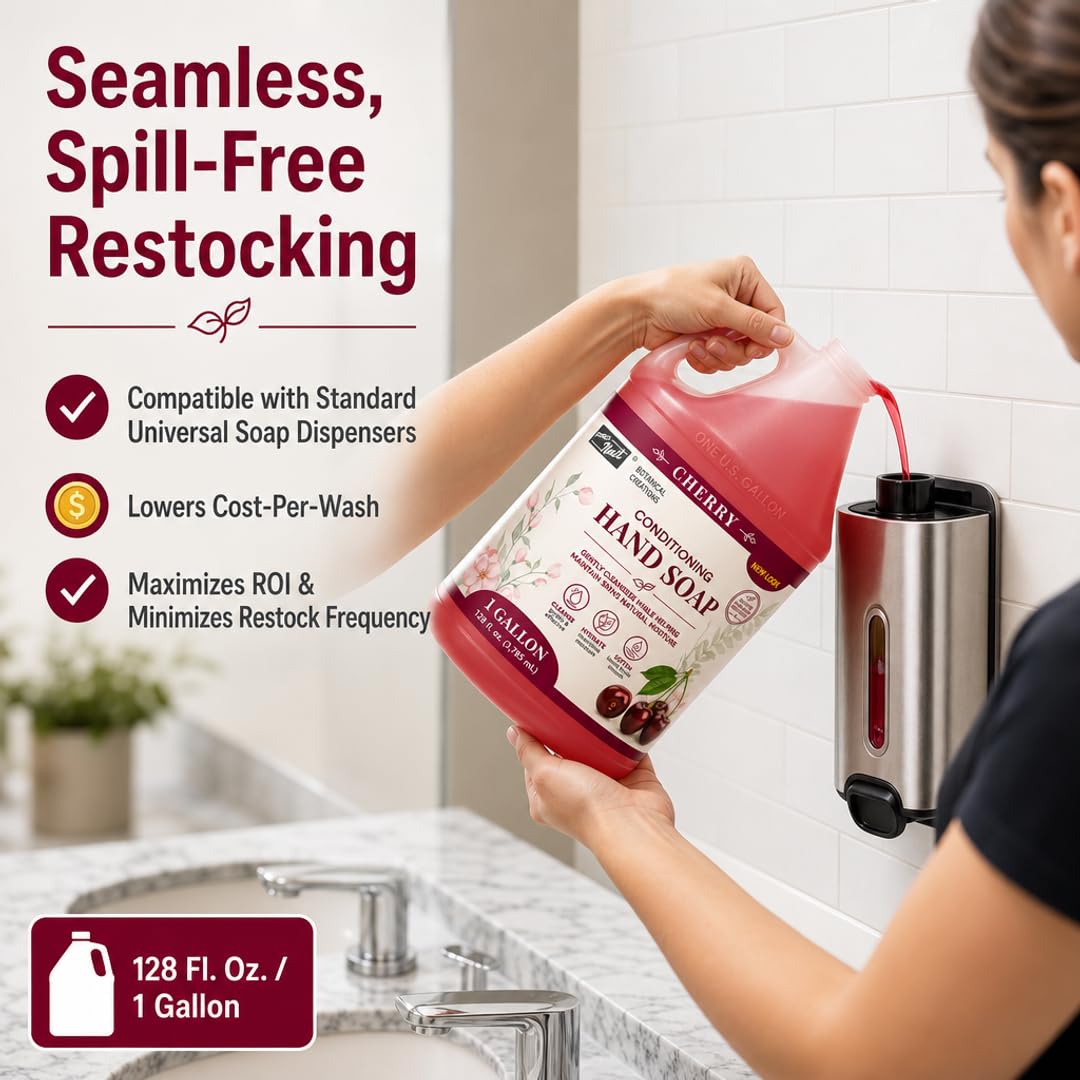 PRO NAIL NAIL SYSTEMS PRONAIL - Liquid Hand Soap Refill, Cherry, 1 Gallon - Deeply Cleanse and Hydrates, Leaving your hands Fresh and Soft - Bulk, Refill Gallon (Pkg May Vary)