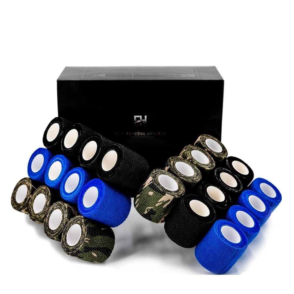 EH Tattoo Grip Tape 24Pcs Self-adhesive Bandage Cohesive Elastic Wrap for Tattoo Pen Machine Accessories