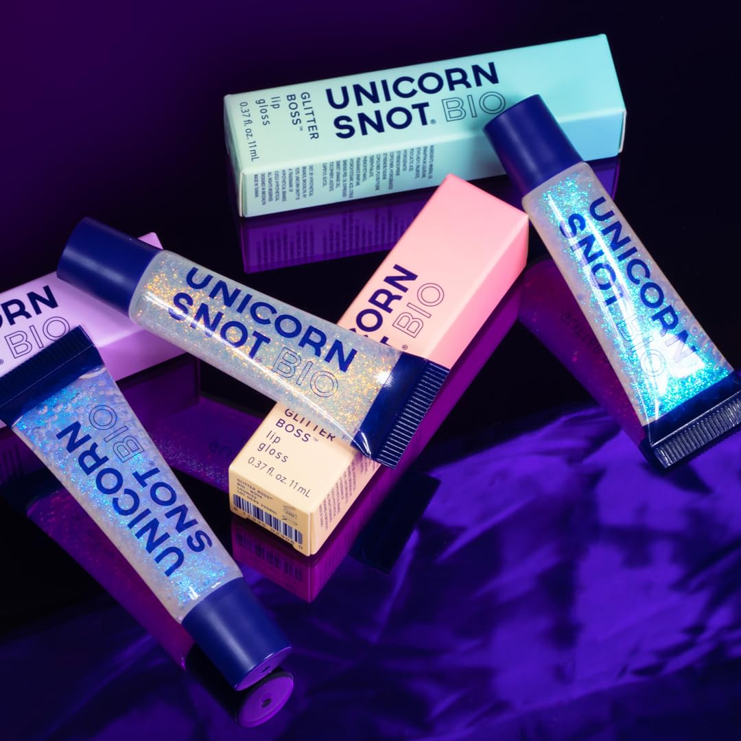 UNICORN SNOT Holographic Glitter Lip Gloss Gift Set - Sparkly & Shimmer Lips | Holographic Lip Gloss | Vegan & Cruelty Free 0.37fl oz 3-Pack