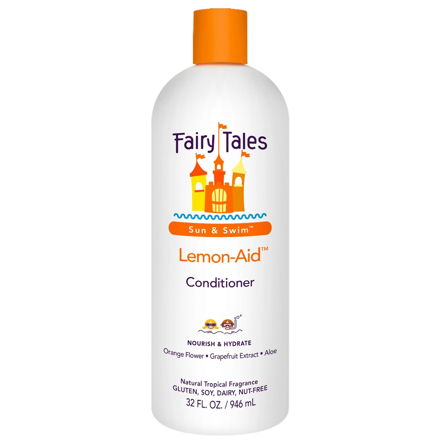 Fairy Tales Sun & Swim Lemon-Aid Kids Conditioner - After Pool & Beach Hair Conditioner - Replenishes Moisture, Softens & Detangles After Chlorine, Salt & Sun - Citrus Scent - 32 oz