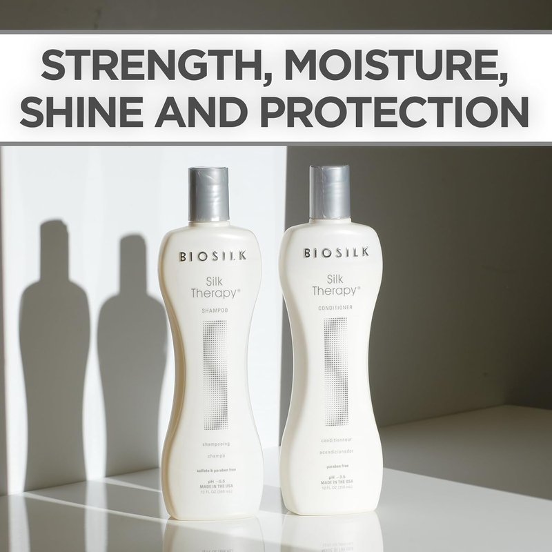 BioSilk Silk Therapy Duo Set - Sulfate-Free Shampoo & Conditioner for Shiny, Moisturized Hair | 12 Oz Each (Pack of 2)