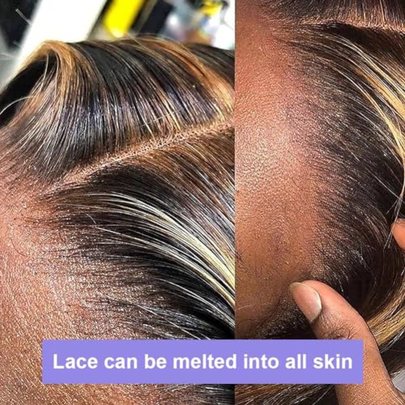 13x6 Highlight Ombre Balayage Lace Front Wigs Human Hair 1b/27 Black and Blonde Lace Frontal Body Wave Wig Pre Plucked with Baby Hair for Black Women HD Transparent 180% Density Wig 18 Inch