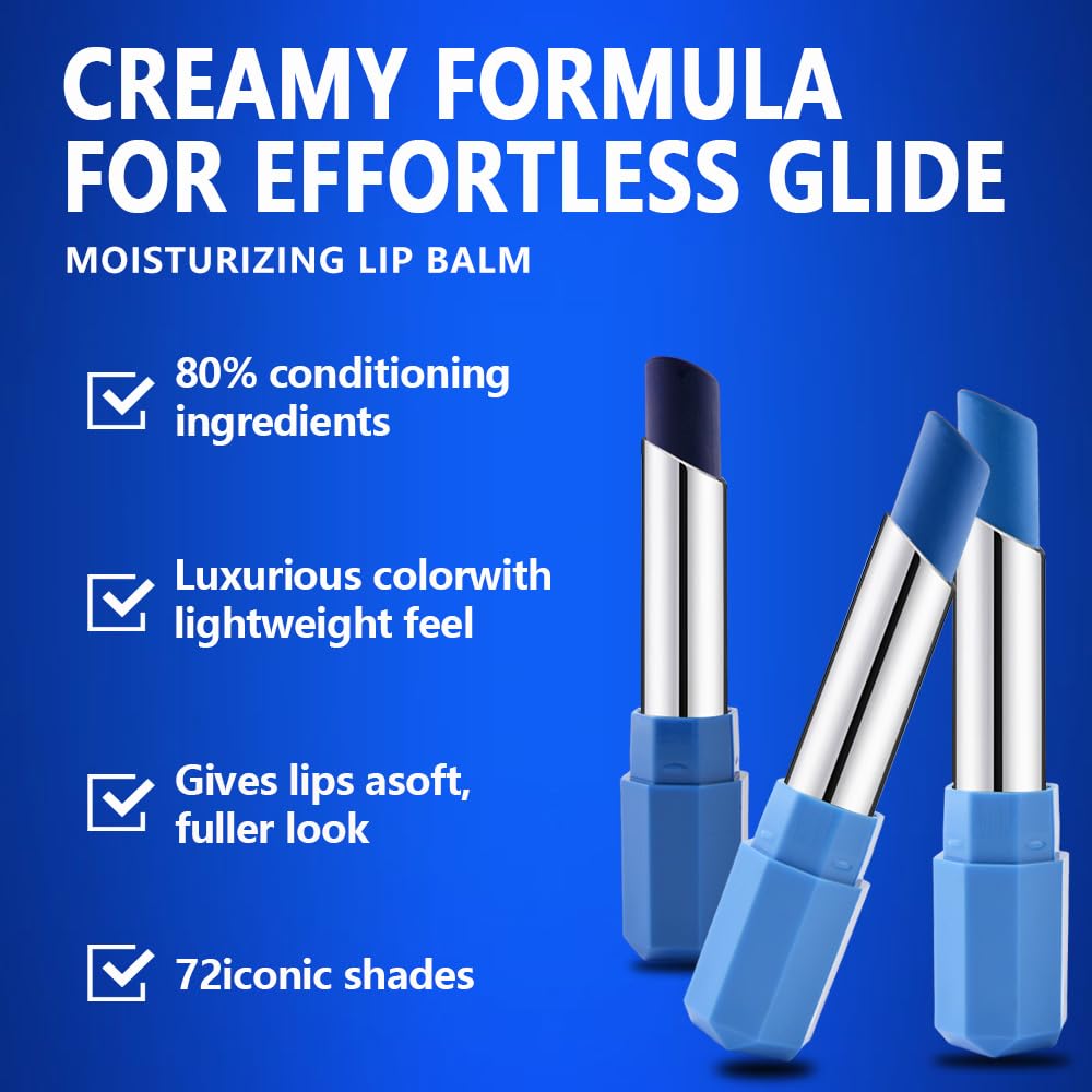 Blue Matte Cream Lipstick Set - 3 Pcs Twist-Up Hydrating Lip Color | Long-Lasting Velvet Finish for Everyday & Parties