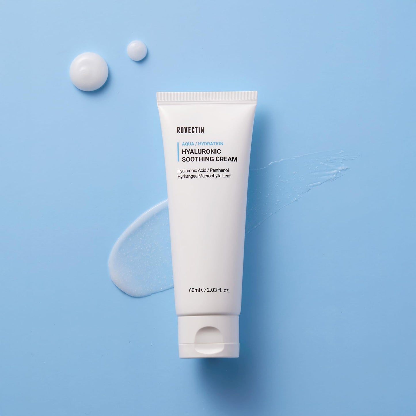 ROVECTIN Aqua Hyaluronic Soothing Cream - Skin Barrier Repair with Ceramide, Hyaluronic Acid, Niacinamide | Intense Hydrating Cream | Fragrance Free, Vegan, Korean Skincare (2.03 fl oz)