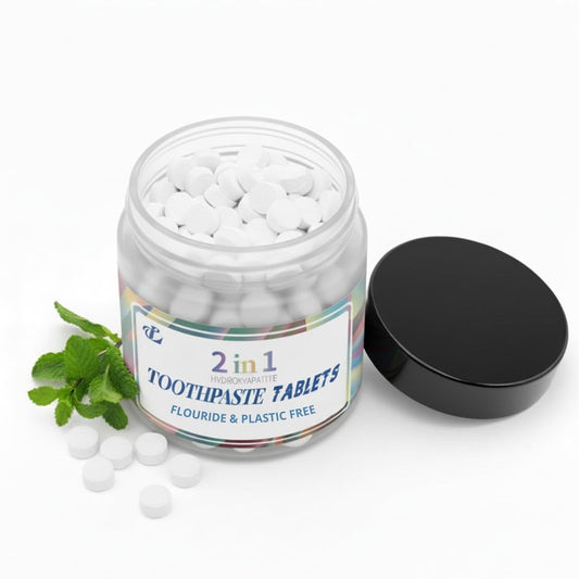 Toothpaste Tablets with Nano Hydroxyapatite – 2-in-1 Chewable Mint Tablets for Fresh Breath & Daily Cleaning, Fluoride-Free, Travel Friendly Jar, 62 Count (1)