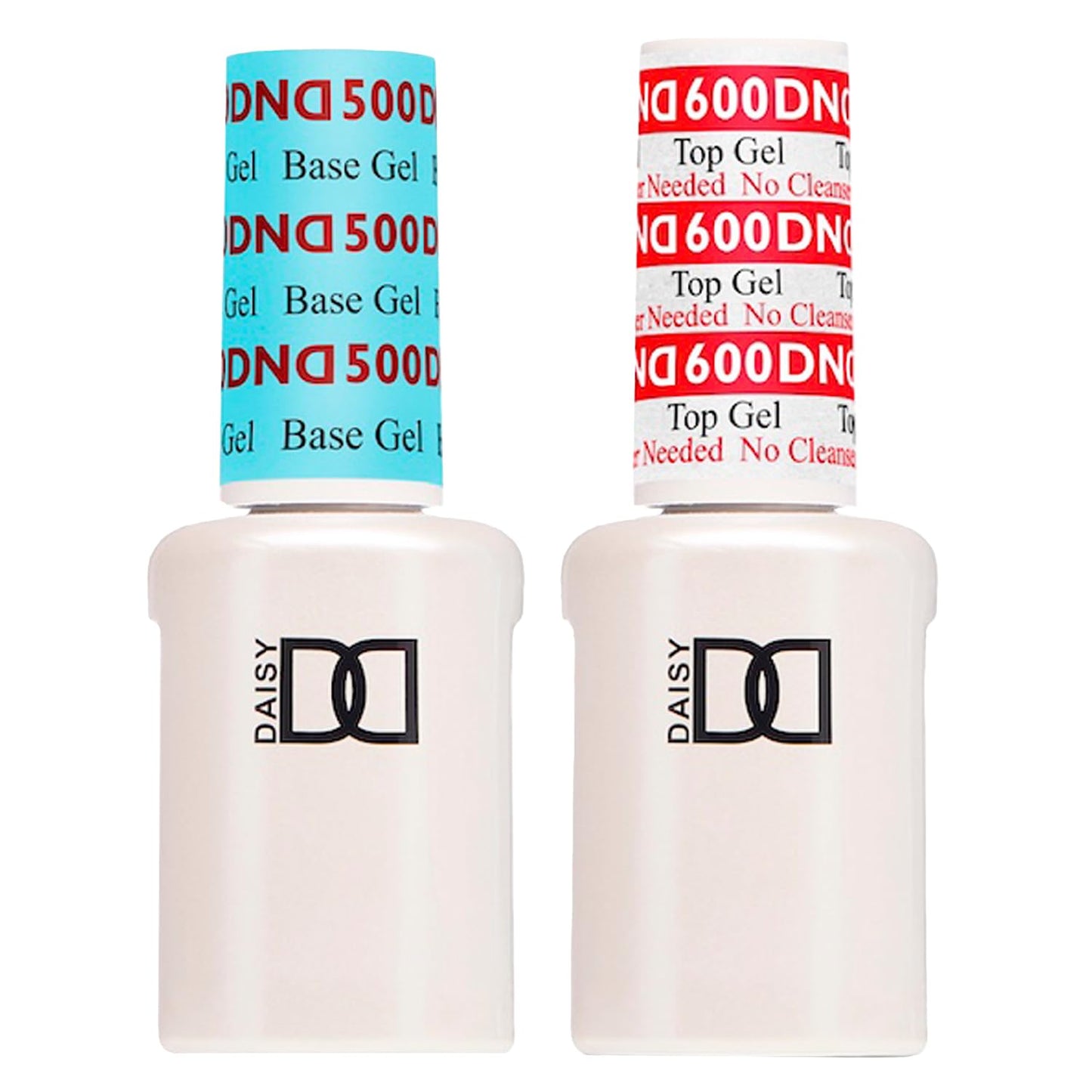 DND Base Gel and Top Gel Polish No Cleanse Set, UV/LED GelBase Polish 500 and No Cleanse Top Coat 600, Professional Gel Polish Duo, 0.5 Fl Oz Each