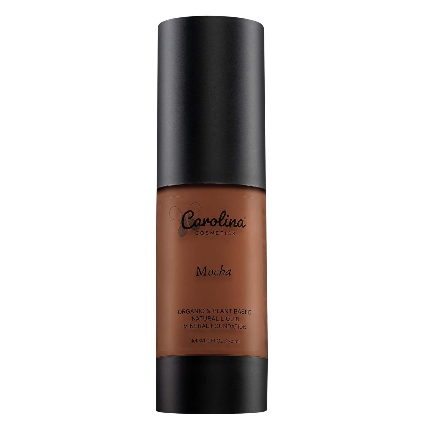 Carolina Cosmetics - Plant-Based Foundation in Mocha Shade - Hydrating, Pore-Minimizing & Buildable Coverage - Vegan, Non-GMO, Gluten-Free, Paraben-Free- Sun Protection - 1Fl Oz
