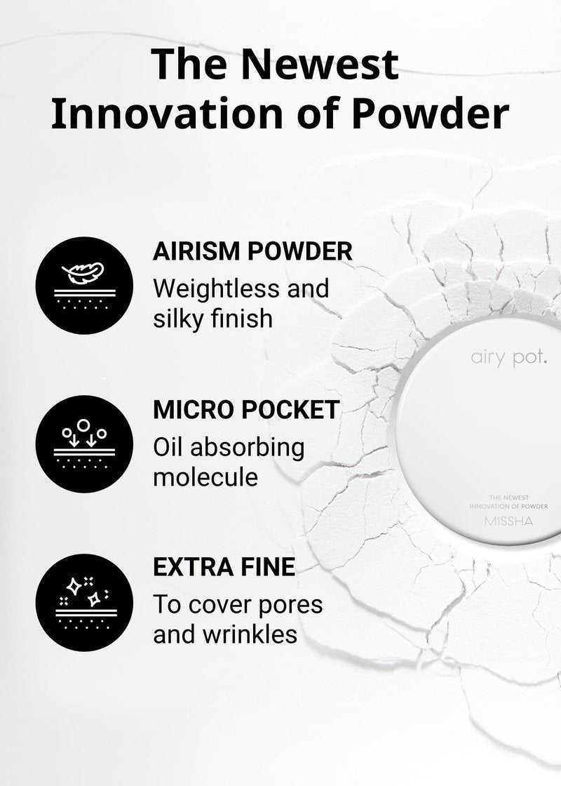MISSHA Airy Pot Pressed Translucent Powder Pact 5g I Make Up Finishing Setting Powder For a Natural Matte Finish