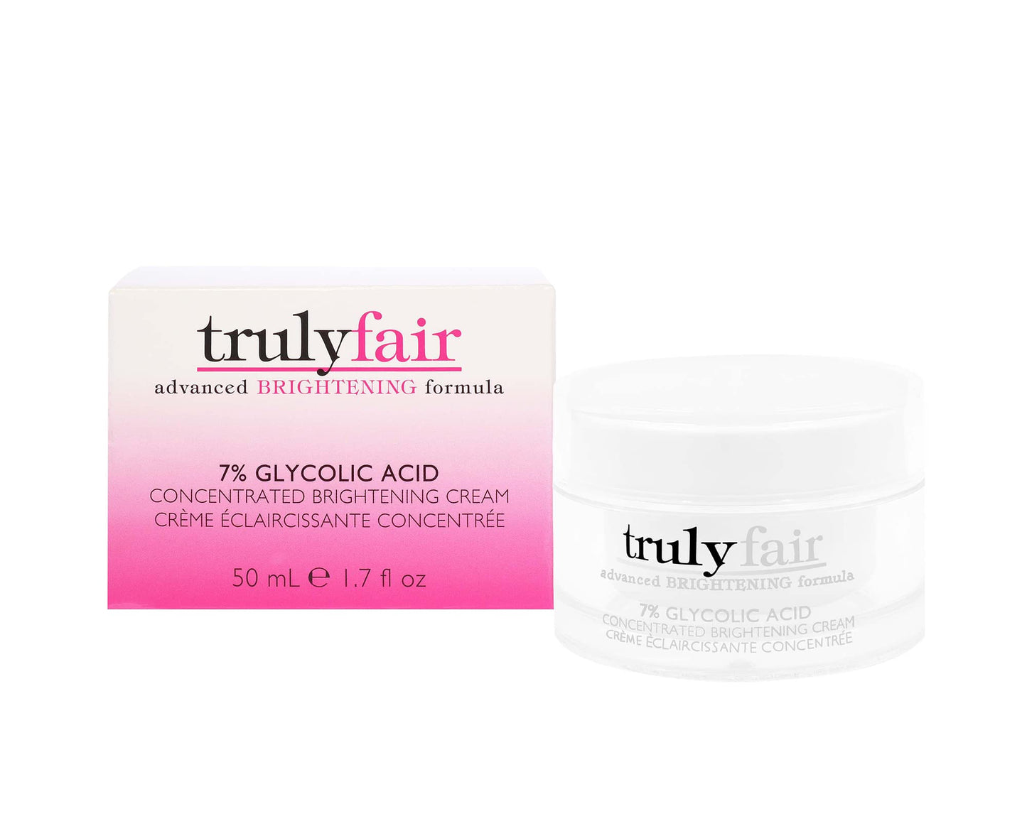 Truly Fair Face Brightening Kit – Vitamin C Serum 1 oz & 7% Glycolic Acid Concentrated Cream 1.7 oz - Skincare Kit- Anti-Aging - Moisturizing formula - Paraben-free - For women