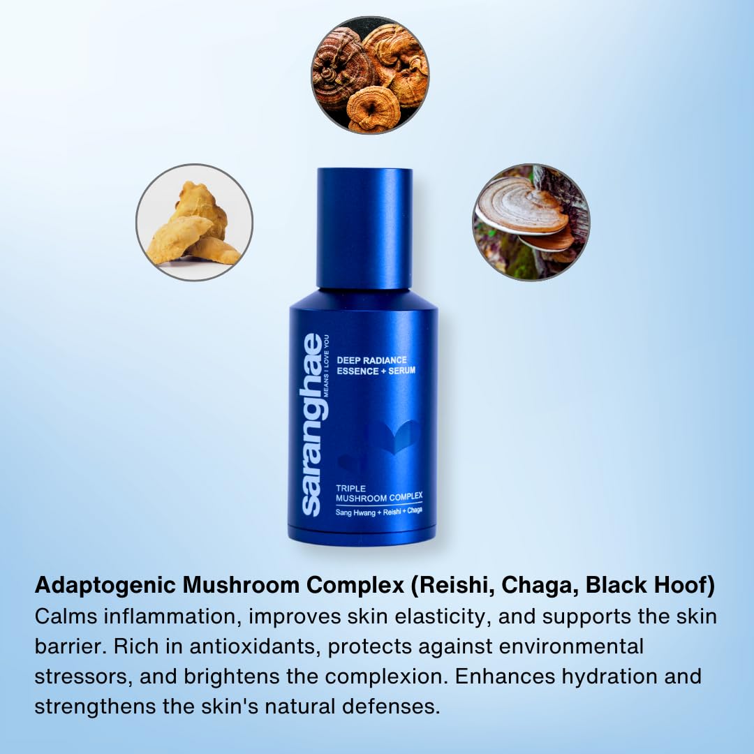 Niacinamide Serum For Uneven Skin Tone, Face Serum with Triple Mushroom Complex: Reishi + Chaga + Sang Hwang for Dry, Damaged Skin -1.5 Ounce by Saranghae
