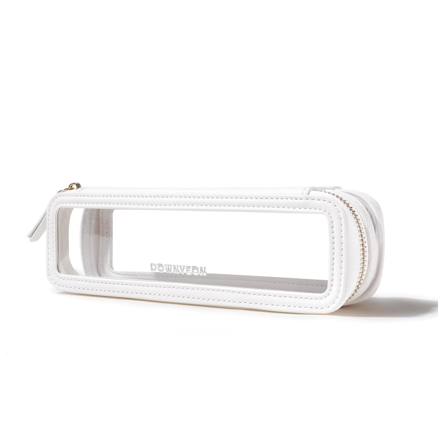 ROWNYEON Small Waterproof Toiletry Organizer Train Case, CLear Travel Makeup Bag for Women，Transparent Cosmetic Bag，Portable Makeup Case Organizer (White)