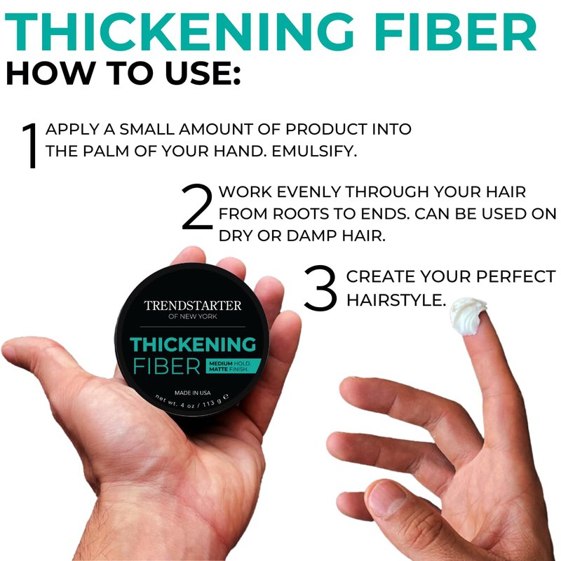Thickening Fiber Hair Clay Pomade - Medium Hold, Matte Finish | 4oz Water-Based Styling Product