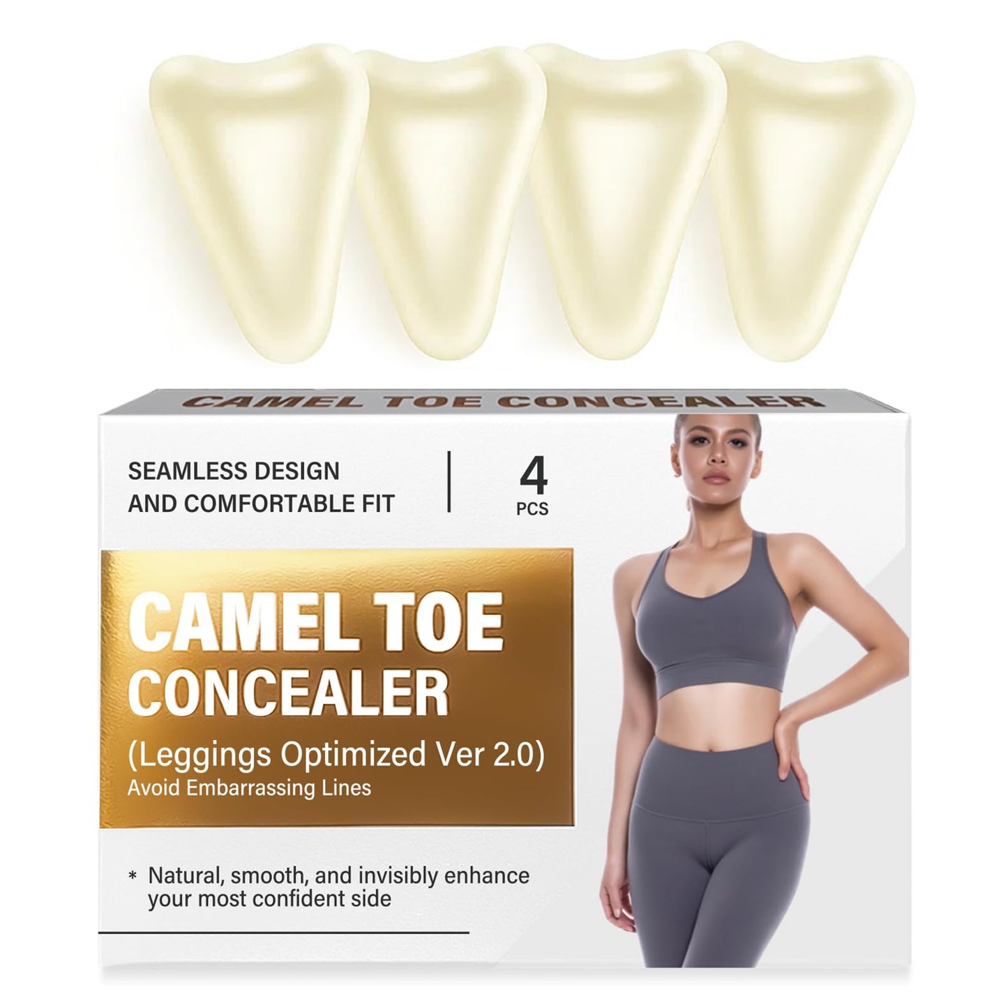 Camel Toe Concealer, 4 Pack Reusable Invisible Coverage for Activewear, Swimsuits & Tight Clothing - Seamless, Waterproof & Breathable Coverage to Hide Awkward Lines