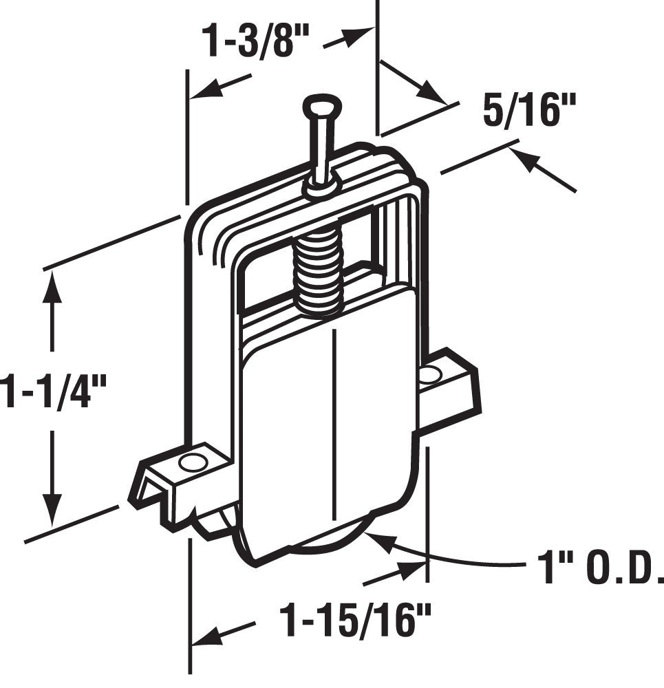 Prime-Line B 695 Roller Assembly, 1 In. Outside Diameter, Concave Edge, Steel Ball Bear (2 Pack)