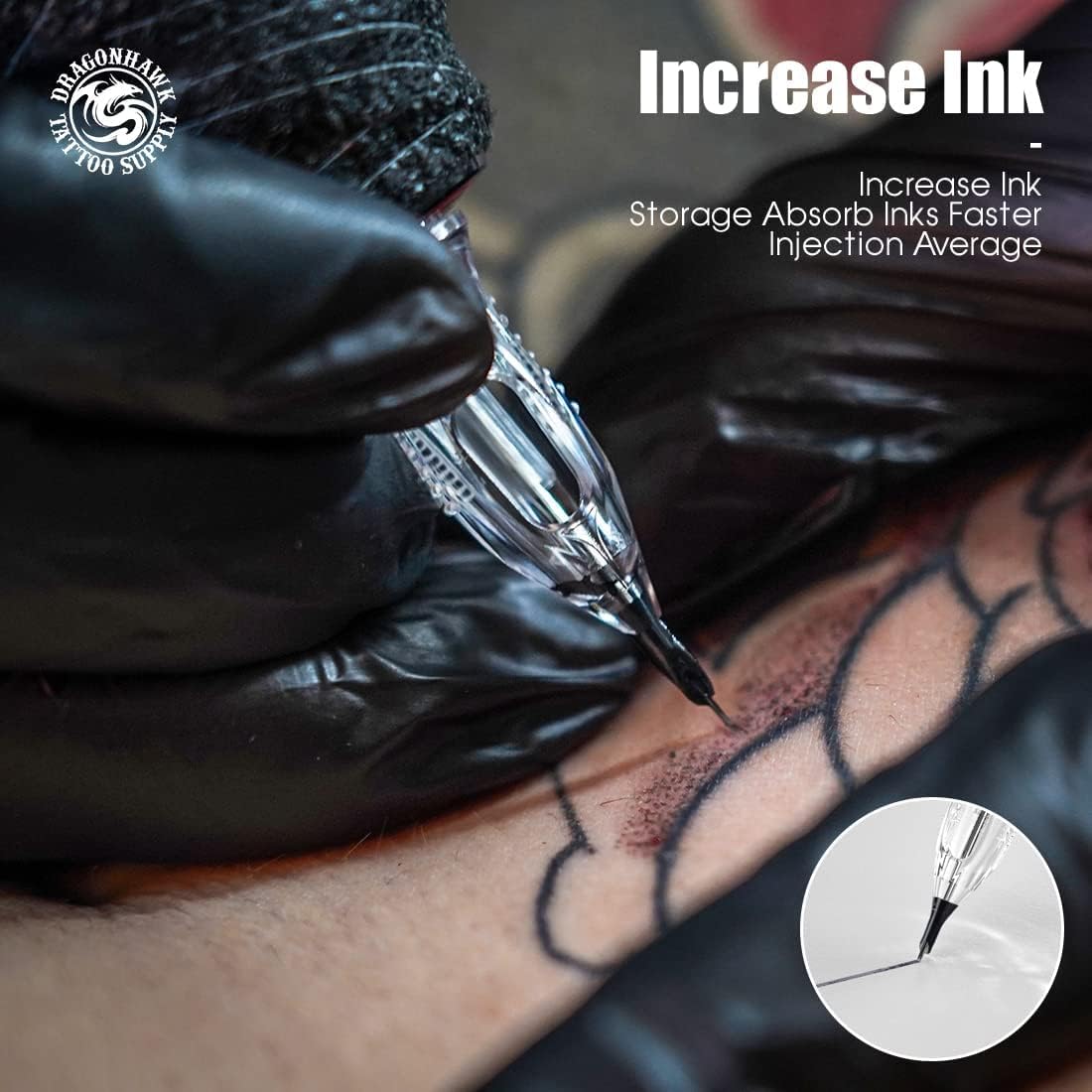 Dragonhawk Extreme 50Pcs Tattoo Needle Cartridges - Assorted Mixed Sizes 1003RL 1005RL 1007RL 1205RS 1207RS for Fine Line, Dotwork, Soft Shading Tattoos - Compatible with Most Rotary Tattoo Machines