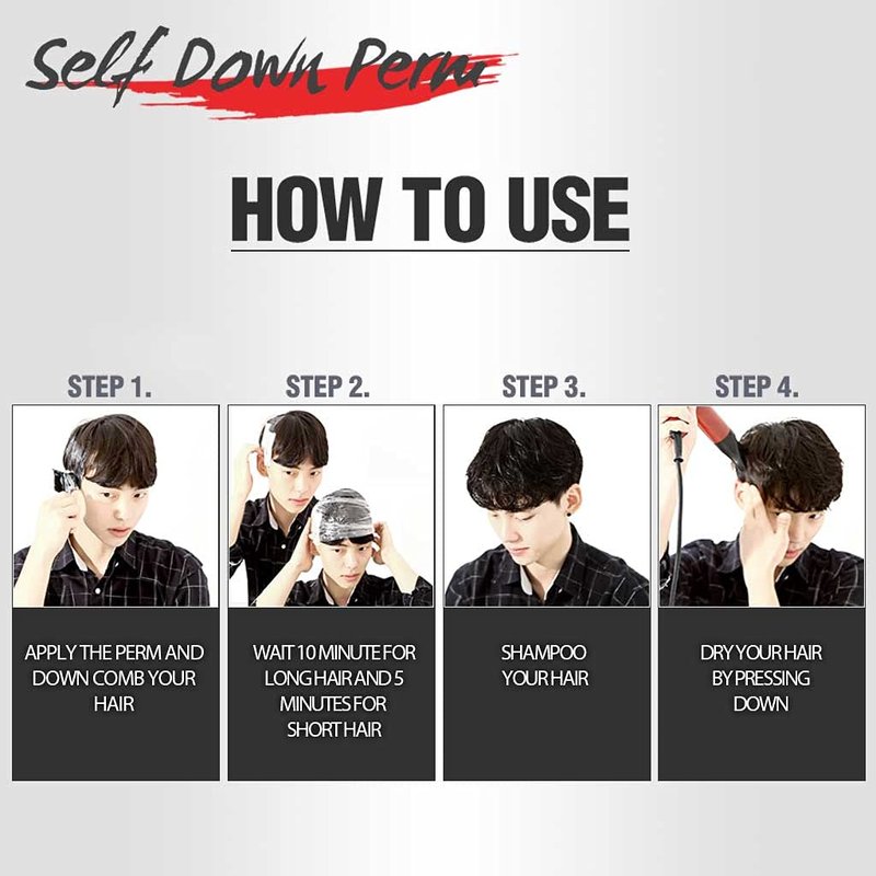 DASHU Down Perm for Men 3.38oz - Korean Fast Down Perm Kit, Hair Relaxer & Straightener, Side Hair Flattener, 10-Minute DIY At Home Perm, Semi-Permanent (3-4 Weeks)