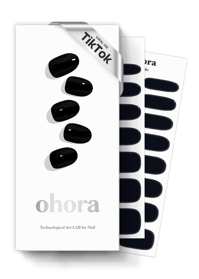 Ohora Semi Cured Gel Nail Set - Onyx & Cream Moss | Easy Peel Remover for Salon-Quality Nails
