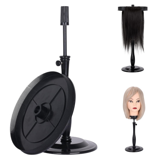 lightmay Adjustable Hair Extension Stand with Comb Disc for Clip-Ins, Black