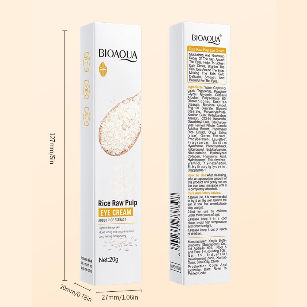 BIOAQUA Rice Raw Pulp Under-Eye Cream Moisturizing Nourishing 20g