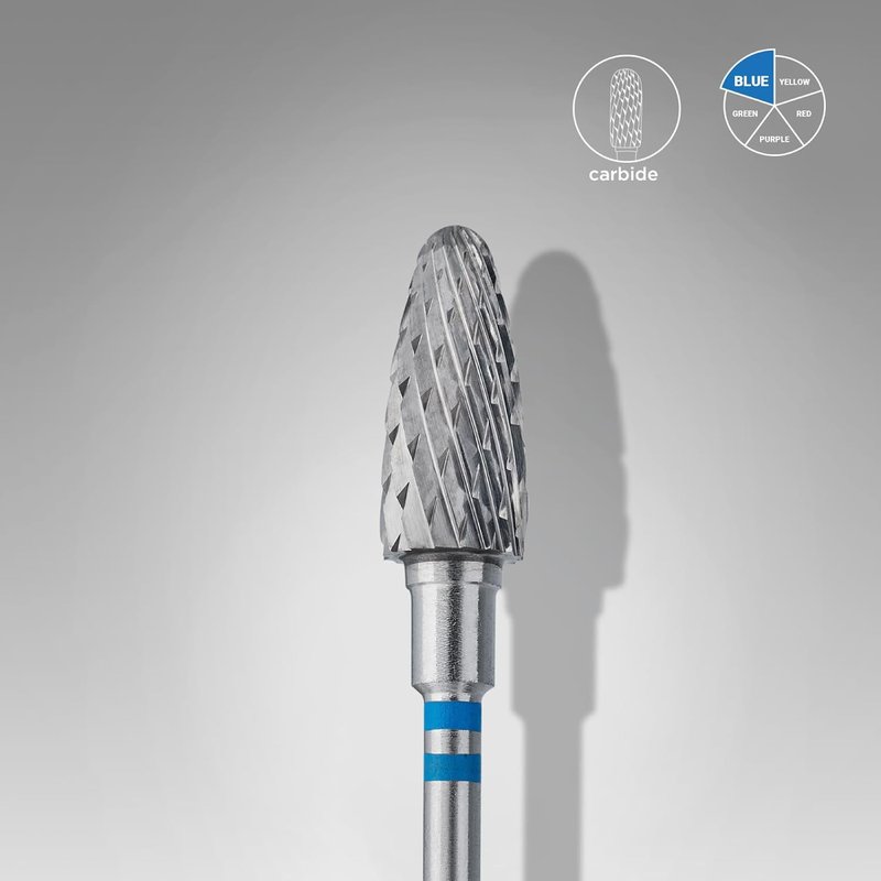 Staleks Pro Carbide Nail Drill Bit - Blue Corn 6mm Head | Left-Handed, Medium Hardness for Gel Polish Removal