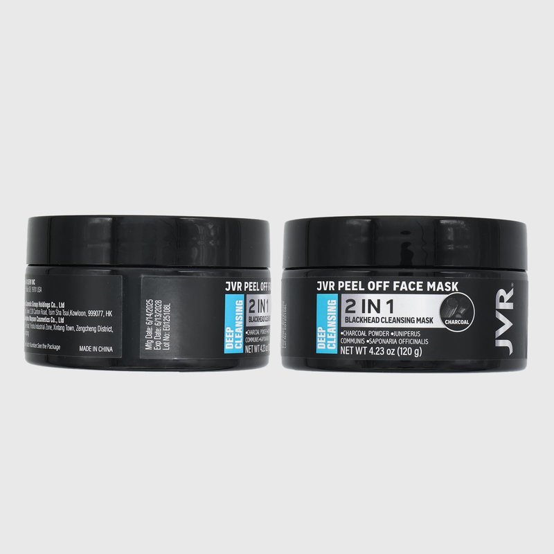 JVR Peel Off Face Mask, Blackhead Mask for Men, Charcoal Peel Off Black Mask, Facial Mask Refreshing and Deep Cleansing for All Skin Types 4.23 OZ
