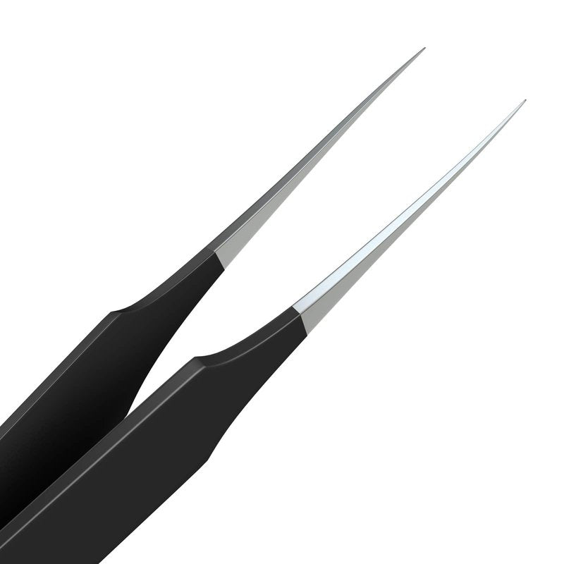 Ingrown Hair Tweezers | Pointed Tip | 5 Pack | Black | Precision Stainless Steel | Extra Sharp and Perfectly Aligned for Ingrown Hair Treatment & Splinter Removal For Men and Women | By Tweezees