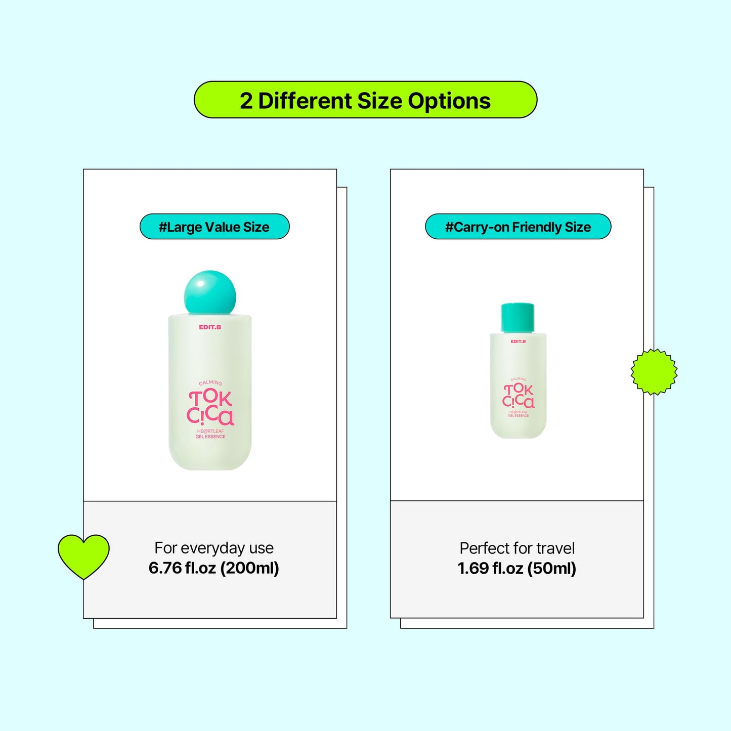 EDIT.B Calming Tok Cica Heartleaf Gel Essence, Cooling & Hydrating Facial Essence for Sensitive Skin, Lightweight Soothing & Relief Moisturizer, Korean Daily Skin Care (6.76 fl.oz / 200ml)