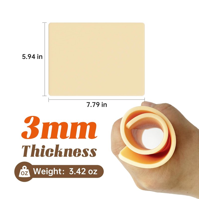 15pcs 3mm Tattoo Practice Skin - (6x9"/A5) Double Sided Soft Silicone Fake Skin Tattoo - Ink-Ready Easy-Wipe for Beginners & Professionals