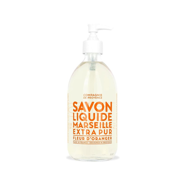 Compagnie de Provence Liquid Marseille Soap - Orange Blossom Scent - 16.7 Fl Oz Glass Pump Bottle