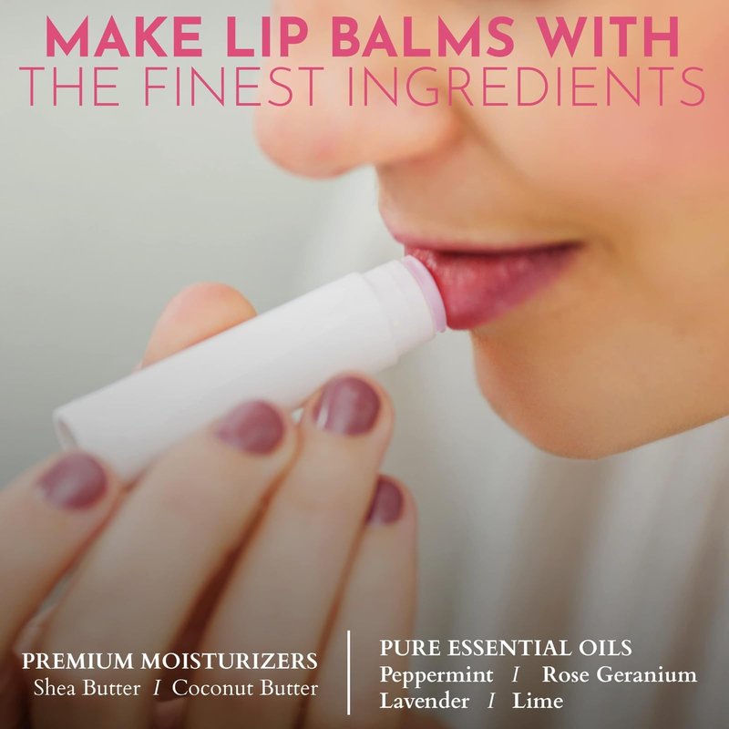 DIY Gift Kits Lip Balm Making Kit - DIY Self-Care Craft Kits - Lip Balm Equipment with Mica & Tubes - DIY Homemade Products with Shea & Coconut Butter - 73-Piece Set, Lime & Rose, Assorted