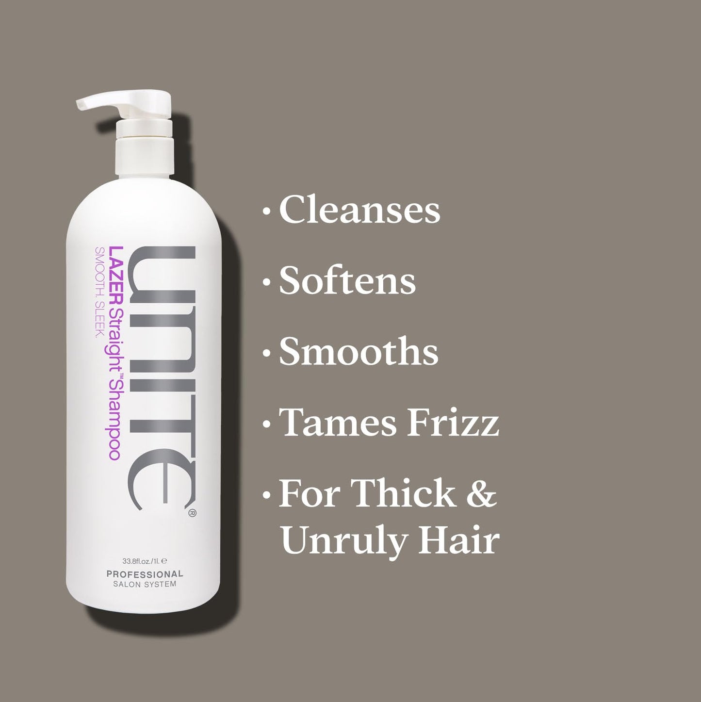 UNITE Hair – LAZER Straight Shampoo – Professional-Size Smoothing Cleanser to Tame Frizz & Control Thick, Unruly Hair – 32 Fl Oz