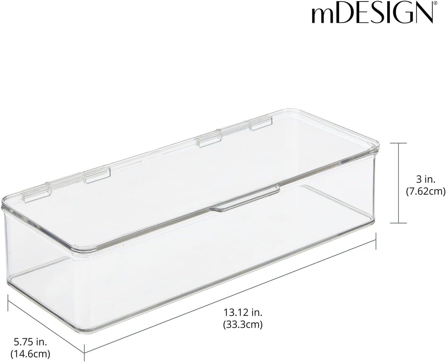 Makeup Storage Organizer Box - Stackable Clear Container for Vanity | Holds Blenders, Palettes & Brushes - 2 Pack