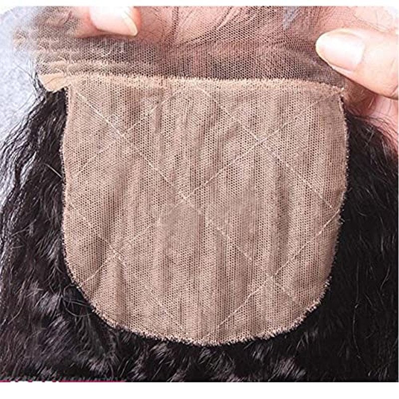 Silk Base Top Closure Yaki Straight Bleached Hidden Knots Free Part 4x4 Fake Scalp Lace Closure With Baby Hair Unprocessed Virgin Kinky Straight Human Hair Closure 10" inch