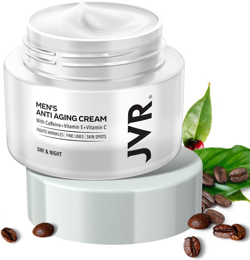 JVR Men's Face Moisturizer - Anti-Aging Lightweight Cream with Caffeine & Niacinamide | 1.7 oz