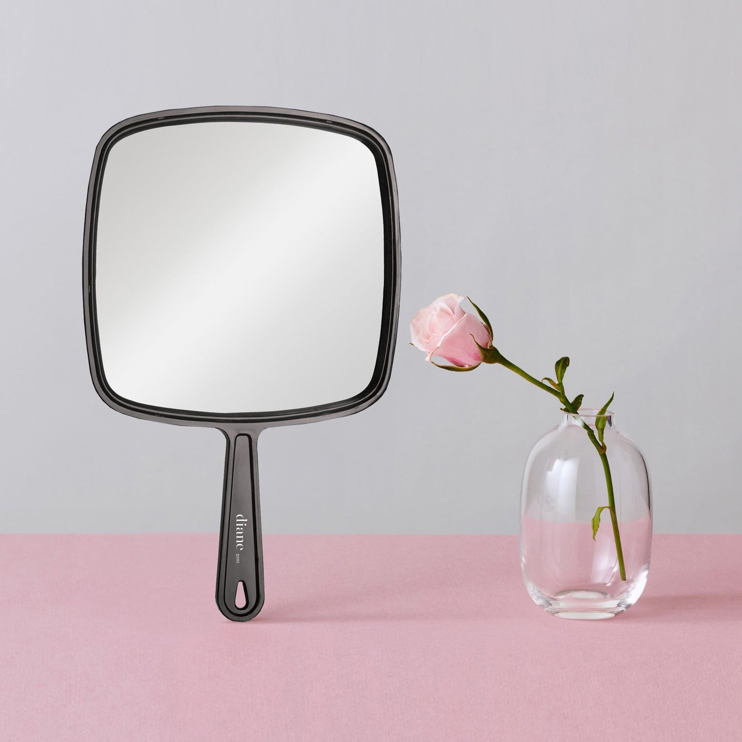 Diane Professional Quality Hand Mirror, Single Sided Hand Held Mirror with Handle for Salon, Barber, Grooming, Shaving, and Travel, Large, 9" x 12.75", Black