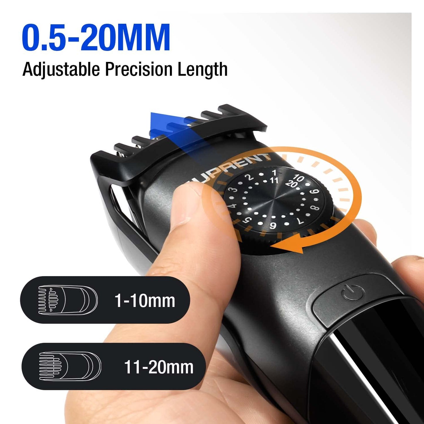 SUPRENT Beard Trimmer for Men Waterproof- IPX7 Professional Mustache Trimmer- 39 Built-in Adjustable Precise Lengths- Cordless USB C Rechargeable & LED Display