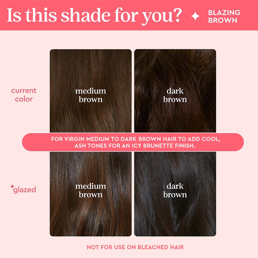 Glaze Supergloss Color Conditioning Gloss – Hydrating Semi-Permanent Color Hair Gloss & Shine Boost – For Natural Medium to Dark Brown Hair – 6.4 Fl Oz - Blazing Brown