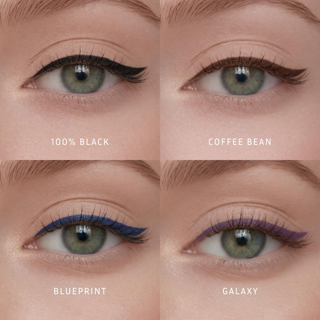 LITHE BEAUTY Smudge-Proof Gel Eyeliner Pencil Set, Long Wear Retractable Eyeliner with Ultra Thin Tip & Angled Brush, High Definition Vegan Makeup Duo in Shades Blueprint and Galaxy