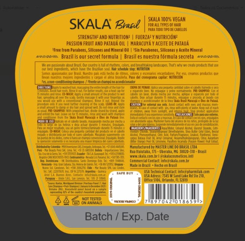 SKALA Maracuja Passion Fruit Curl Cream - Vegan & Cruelty-Free | Moisturizing Formula, 3 Pack (1000g Each)