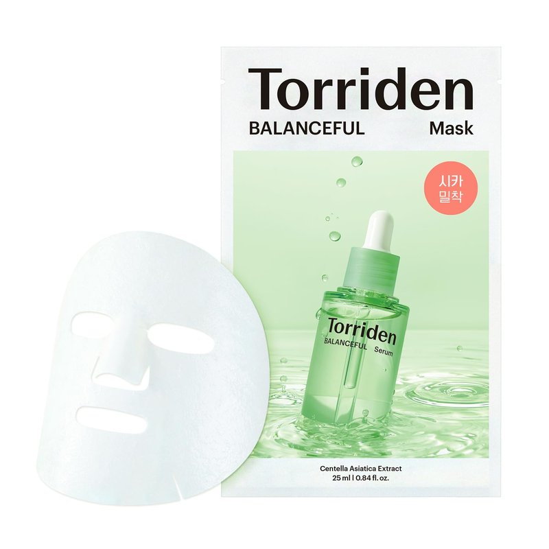 Torriden BALANCEFUL Cica Facial Masks (10 sheets) | Extra Soothing Care | 5D CICA, Hydrolyzed Hyaluronic Acid, Panthenol | Korean Face Mask
