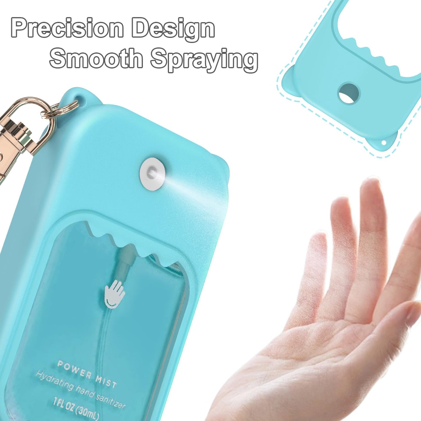 3Pcs Hand Sanitizer Spray Case for Touchland Silicone Touchland Case Keychain Cute Hand Sanitizer Holder Keychain Compatible with Touch land Power Mist Gentle/Glow Mist (Pink & Purple & Blue)