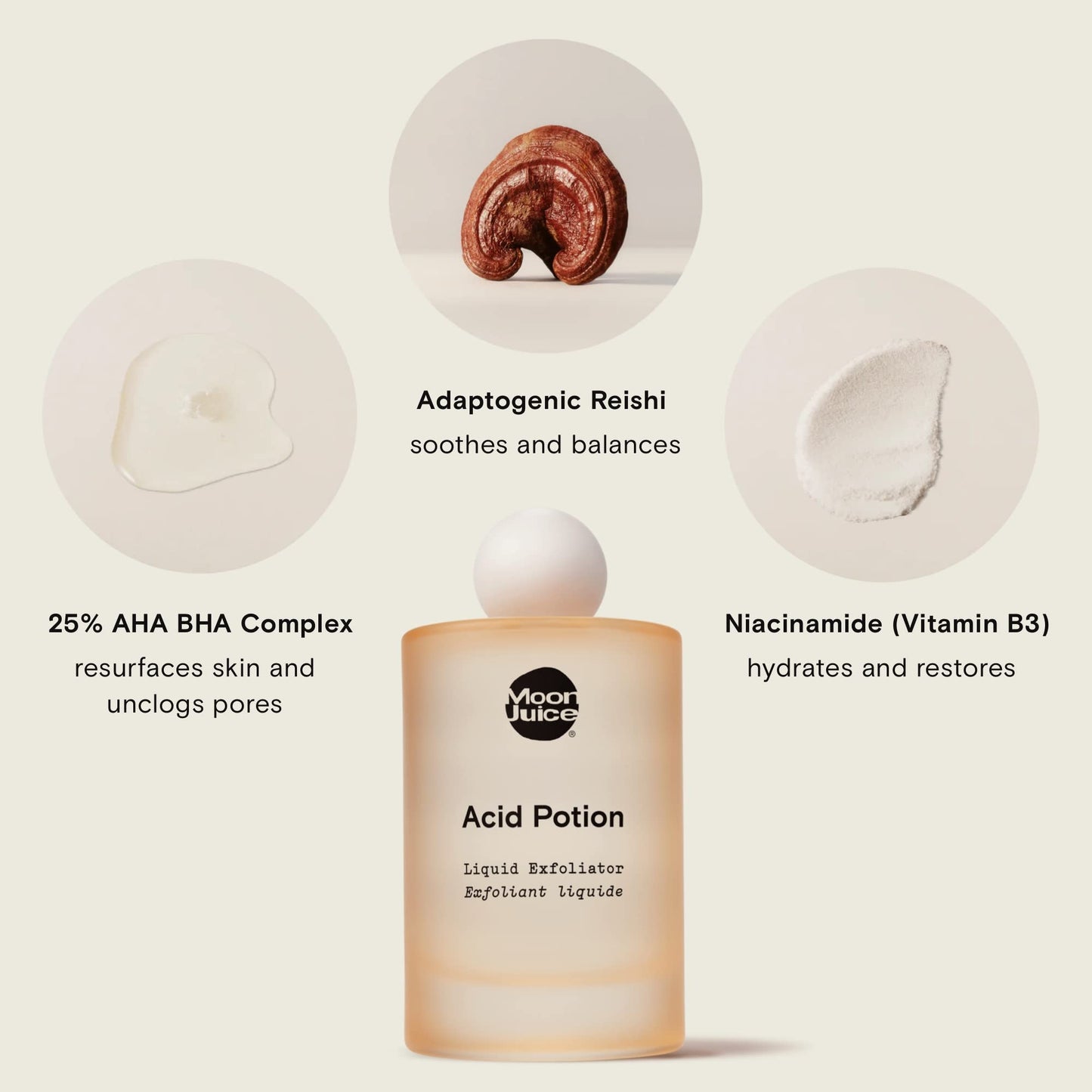 Moon Juice, Acid Potion Liquid Exfoliator, 25% AHA BHA + Niacinamide, 3.3oz