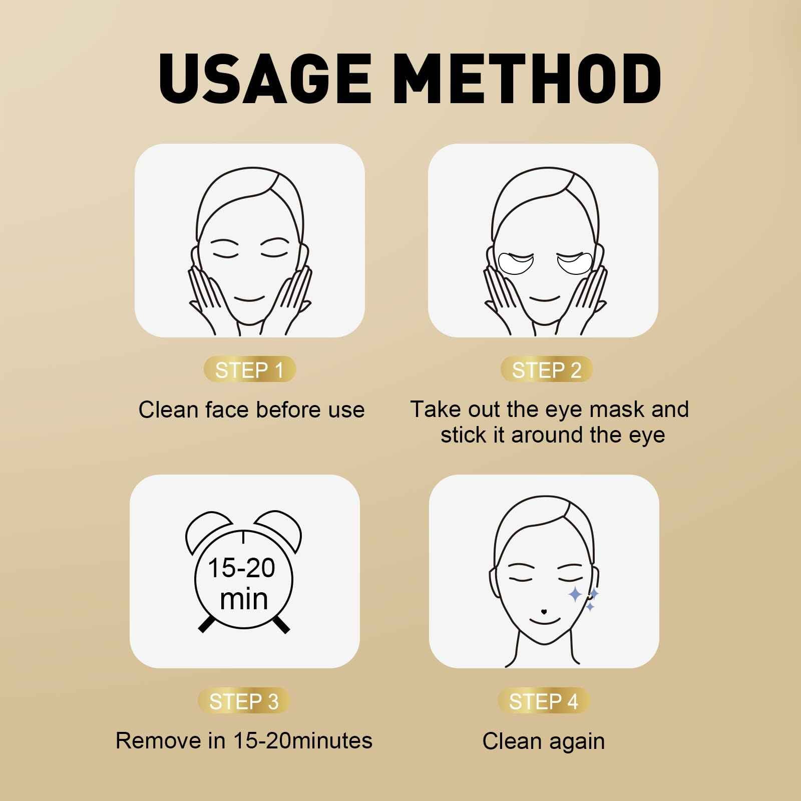 CHMI Under Eye Patches (100 Pairs) - 24K Gold Eye Patches for Puffy Eyes, Dark Circles, Eye Bags and Wrinkles, Collagen Skin Care Products, Beauty & Personal Care