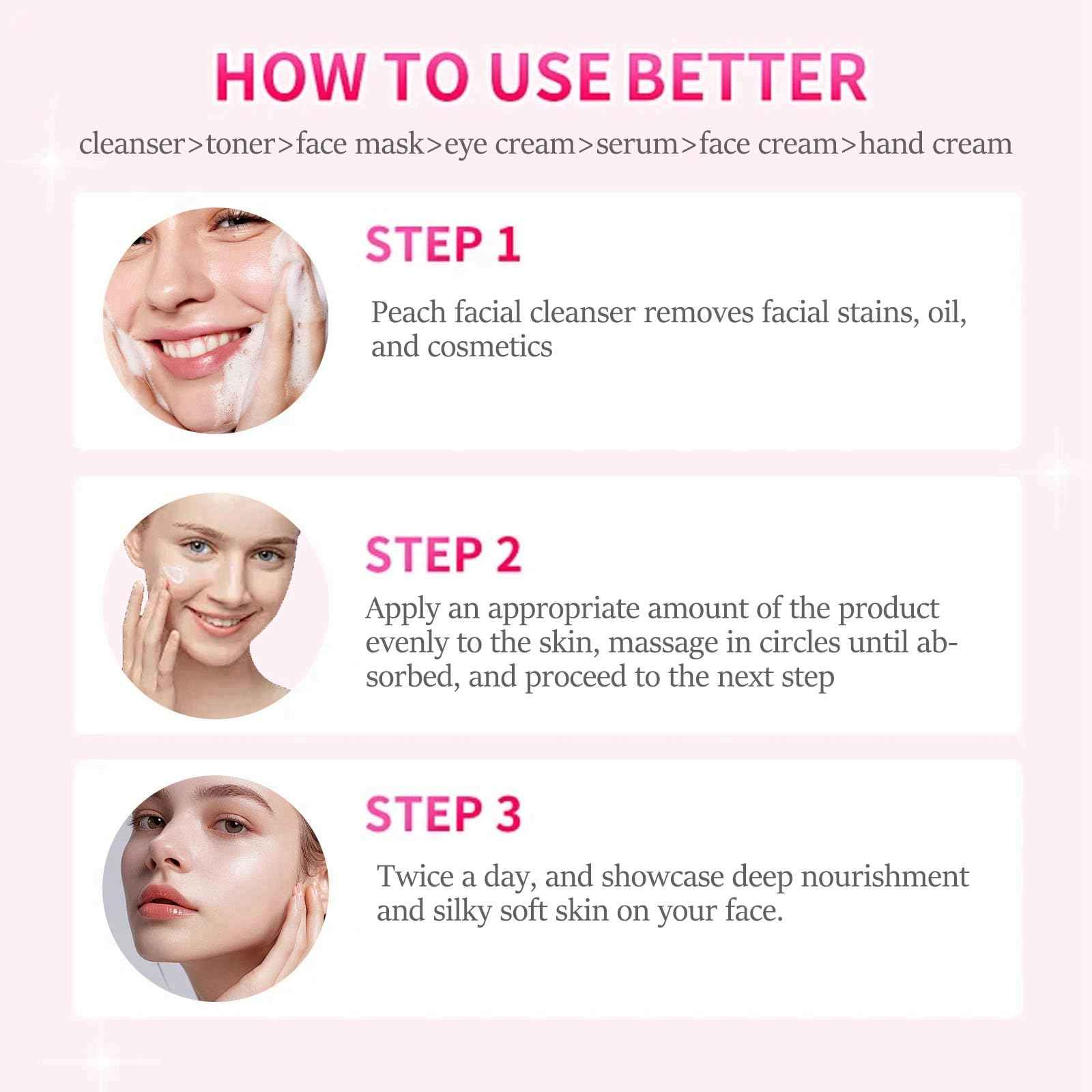 Peach Skincare Set, Peach Skin Care For Teens 10-12, Face Skin Care Set, Anti-Aging Skin Care Routine Kit For Women, Hydrating Girls Skin Care For Kids Age 8-12, Vegan & Organic